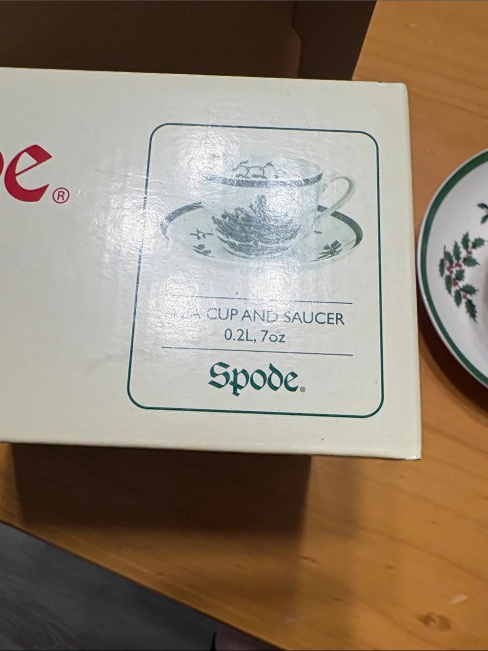 Vintage Spode Holiday Tree Teacup and Saucer Set - Green